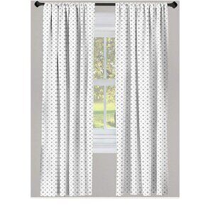 NEW Lunarable Geometric Window Curtains Pair of 28" x 95" White w/Charcoal Grey
